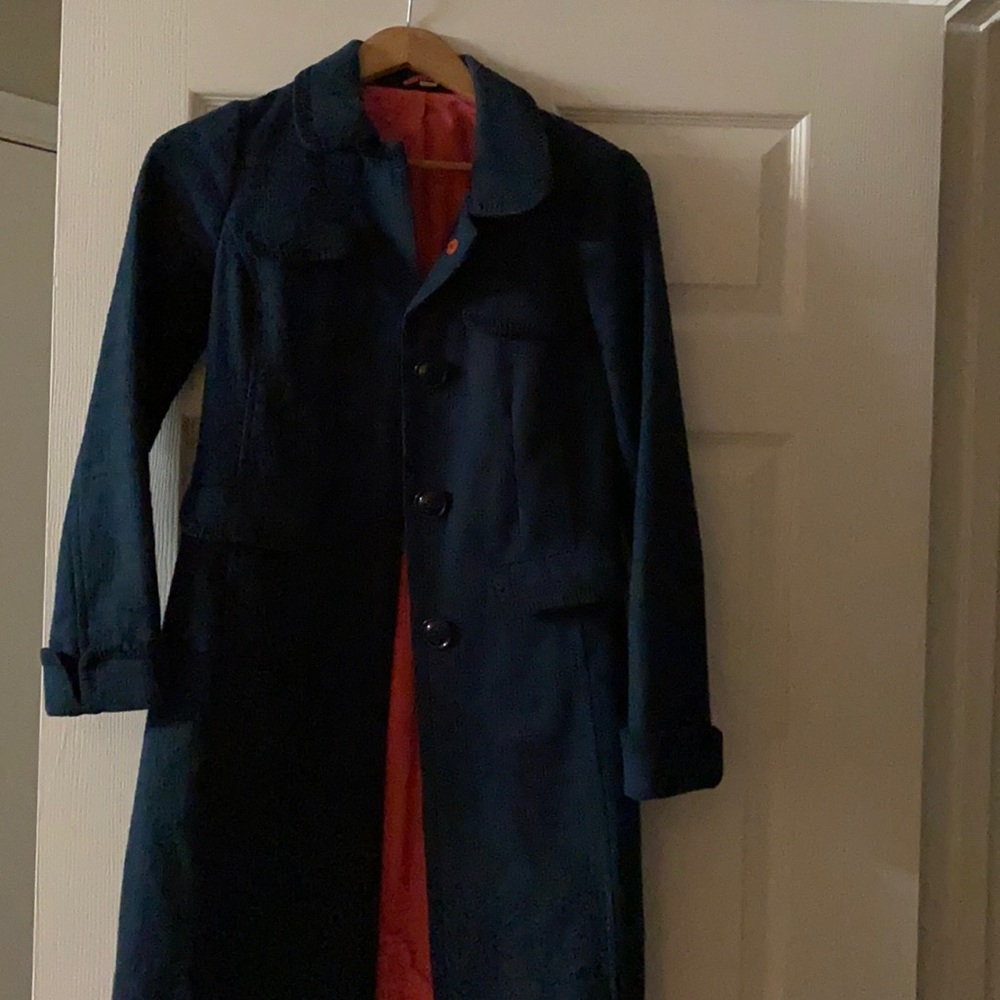 Heavy Linen Denim Coat Color Navy Aline Heavy Coat